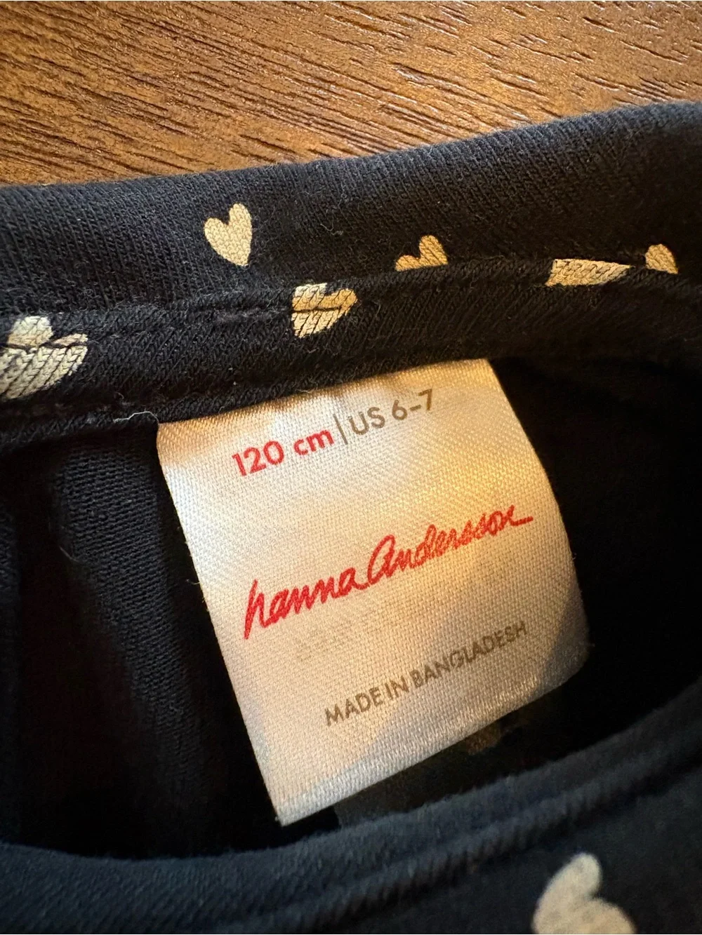 Hanna Andersson Black Top with Ivory Heart Print and Peter Pan Collar